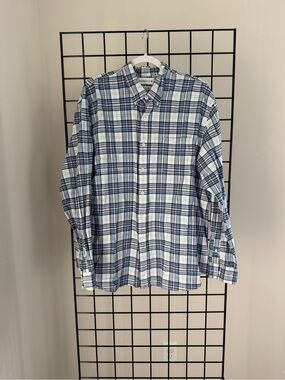 Saddlebred Blue and White Plaid Button-Down Shirt